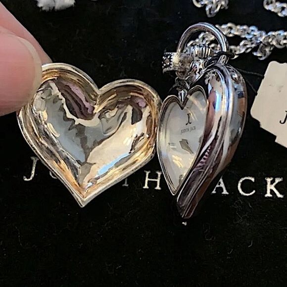 JUDITH JACK Sterling Silver Inlaid Marcasite Heart Locket with Clock Pendant NWT - Picture 4 of 12